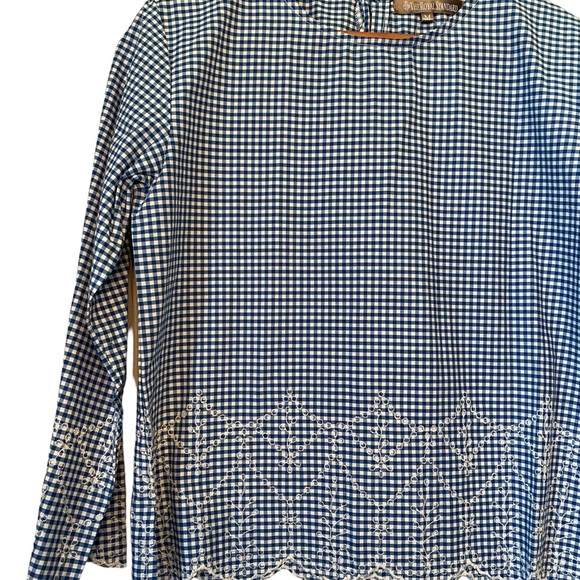 Saint Martin Blue and White Gingham Embroidered Top - Picture 2 of 12